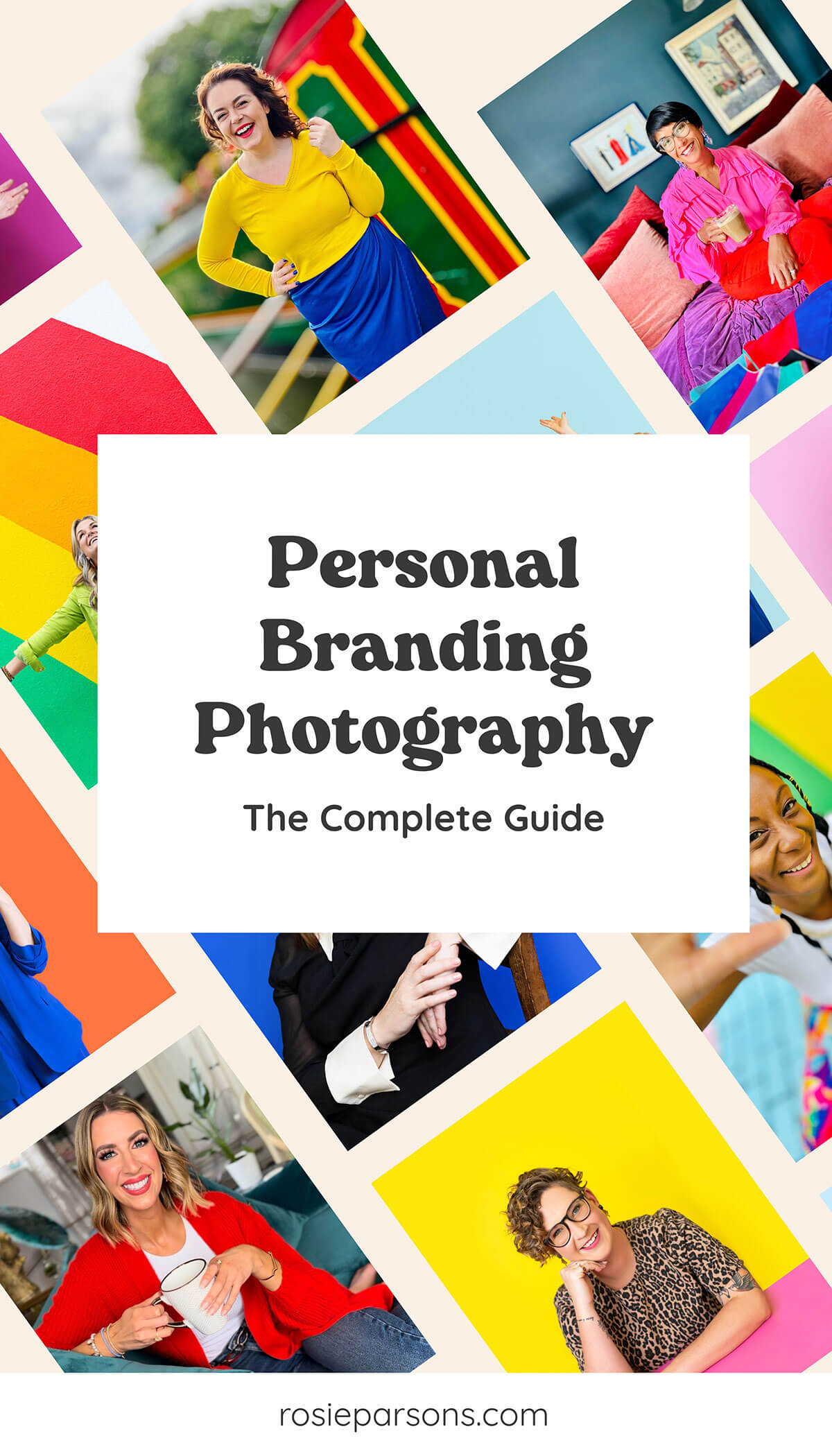 Personal Branding Photography complete guide cover graphic with colourful business portraits